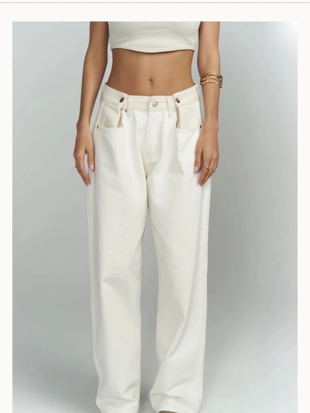 NWT Piral tri-fold jeans two-tone cream sz medium - Picture 4 of 10